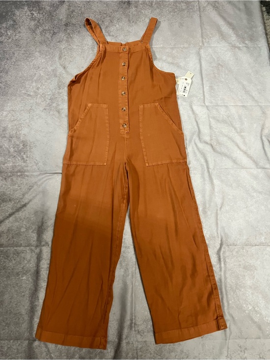 Billabong Pants - Billabong Rust Orange Button-Front Wide-Leg Jumpsuit